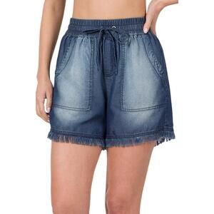 NEW SOUTHERN STITCH chambray frayed short in dark blue